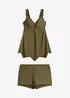 Lang tankini  med sikksakkfald (2-delt sett), bonprix