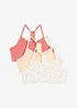 BH-topp med myk bomull og blonde (3-pack), bonprix