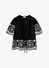 Bluse i 100% bomull med hullbroderier, bonprix