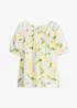 Bomullsbluse med korte ballongermer, bonprix