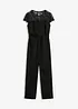 Jumpsuit i fin jersey med blonder, bonprix
