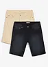Bermudashorts i lett, farget denim med stretchlinning, Regular fit (2-pack), bonprix