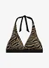 Halterneck-bikinioverdel av materiale med glans, bonprix