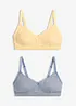 Vattert bralette uten spiler i 100% økologisk bomull med hullmønster (2-pack), bonprix