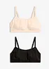 Bralette uten spiler med bomull (2-pack), bonprix