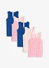 Singlet med myk bomull og satengsløyfe (5-pack), bonprix