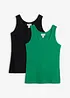 Ribbet singlet med økologisk bomull (2-pack), bonprix