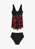Lang tankini med mønstret mesh, bonprix
