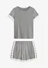 Kort pyjamas av 100% bomull med blonde, bonprix
