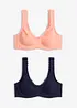 Minimizer-T-skjorte-BH med spiler og økologisk bomull (2-pack), bonprix