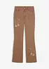 Bootcut-bukse med broderi av elastisk bomullsmiks, bonprix