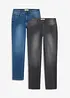 Regular Fit-jeans i lett denim, Straight (2-pack), bonprix