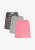 Langermet topp i 100% bomull (3-pack), bonprix