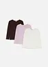 Langermet topp i 100% bomull (3-pack), bonprix