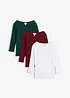 Ribbet topp i 100% økologisk bomull med 3/4-lange ermer (3-pack), bonprix