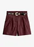 Shorts i imitert skinn med belte, bonprix