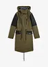 Lang parkas med besetning i imitert skinn, bonprix