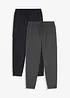 Joggebukse med cargolommer og økologisk bomull (2-pack), bonprix