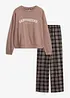 Loungewear kosedress med flanellbukse, bonprix