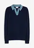 Finstrikket genser i 2i1-stil, bonprix