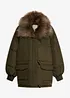 Puffer-jakke med avtagbar fuskepelskrage, bonprix