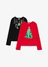 Langermet juletopp (2-pack), bonprix