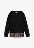 Sweatshirt med leopardmønstret besetning, bonprix