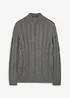 Kabelstrikket half-zip-genser i melert garn, bonprix