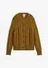 Kabelstrikket cardigan med fin merinoull, bonprix