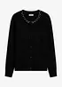 Finstrikket cardigan med perlepynt langs utringningen, bonprix