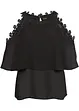 Cold-shoulder-bluse med blonde, BODYFLIRT