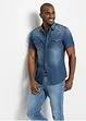 Kortermet jeansskjorte i økologisk bomull, Slim Fit, bonprix