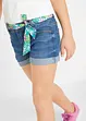 Denimshorts Mid Waist, med belte, bonprix