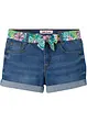 Denimshorts Mid Waist, med belte, bonprix