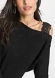 One shoulder-topp med glitter, bonprix