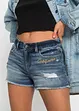 Jeans-shorts med broderi, bonprix