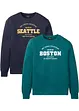 Sweatshirt i økologisk bomull (2-pack), bonprix