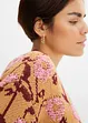 Grovstrikket cardigan med blomstermønster, bonprix
