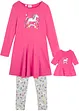 Jerseykjole+leggings med dukkekjole (3-delt sett), bonprix