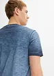 Henley T-skjorte av økologisk bomull med vasket look, kort arm, bonprix