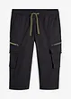 3/4-lang pull on-bukse med cargolommer, Regular Fit, bonprix