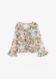 Bluse med print og volanger, bonprix