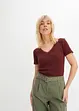 Ribbet topp med blonde, bonprix