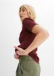Ribbet topp med blonde, bonprix