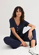 Jersey-jumpsuit med V-utringning, kort arm, bonprix