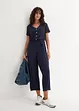 Jersey-jumpsuit med V-utringning, kort arm, bonprix