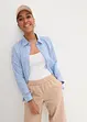 Ankellang bukse med lin og High Waist-komfortlinning, Loose Fit, bonprix