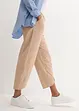 Ankellang bukse med lin og High Waist-komfortlinning, Loose Fit, bonprix