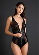 Stringbody ouvert i wetlook med glidelås, VENUS