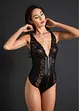 Stringbody ouvert i wetlook med glidelås, VENUS